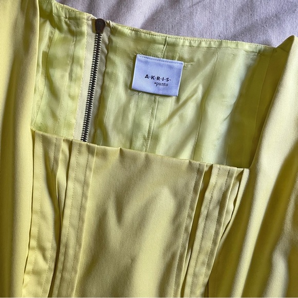 Akris Punto Pleated Yellow Lime Dress in Size 8 - Picture 3 of 7